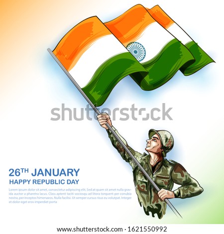 illustration of Indian Army solider nation hero on Pride background for Happy Republic Day of India