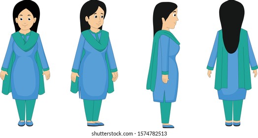 Illustration Of Indian Aunty In Suit