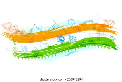 illustration of Indian background with monument