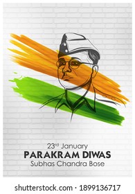 illustration of Indian background with Nation Hero and Freedom Fighter Subhash Chandra Bose Pride of India for 23rd January