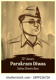 illustration of Indian background with Nation Hero and Freedom Fighter Subhash Chandra Bose Pride of India for 23rd January