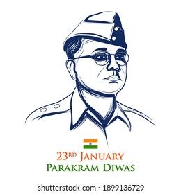 illustration of Indian background with Nation Hero and Freedom Fighter Subhash Chandra Bose Pride of India for 23rd January