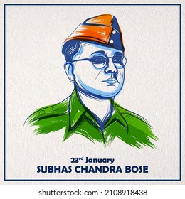 illustration of Indian background with Nation Hero and Freedom Fighter Subhash Chandra Bose Pride of India for 23rd January