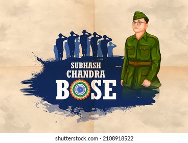 illustration of Indian background with Nation Hero and Freedom Fighter Subhash Chandra Bose Pride of India for 23rd January