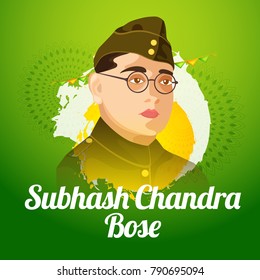 
Illustration Of indian Background With Netaji Subhash Chandra Bose.