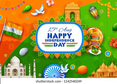 illustration of Indian background showing its incredible culture and diversity for 15th August Independence Day of India