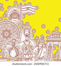 ilustración de fondo indio que muestra su increíble cultura y diversidad para el 15 de agosto Día de la Independencia de la India