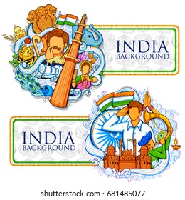 illustration of Indian background showing its incredible culture and diversity for 15th August Independence Day of India