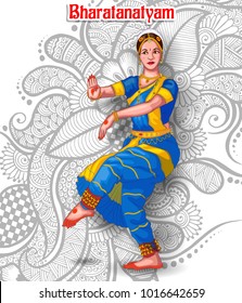 illustration of Indian bharatnatyam dance form
