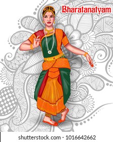 illustration of Indian bharatnatyam dance form