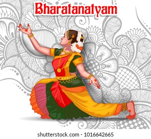 illustration of Indian bharatnatyam dance form