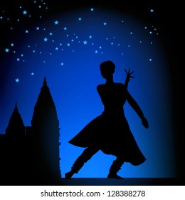 illustration of Indian classical dancer