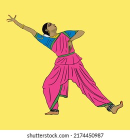 Illustration Indian Classical Dancer Performing Bharatnatyam Stock 