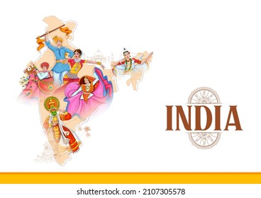 ilustración del fondo tricolor de bailarina india que muestra su increíble cultura y diversidad el 26 de enero Día de la República de India