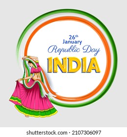 illustration of Indian dancer tricolor background showing its incredible culture and diversity on 26th January Republic Day of India