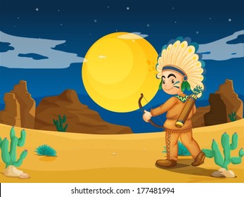 Illustration of an Indian at the desert