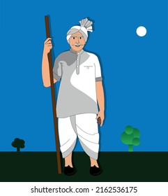 Illustration und indischer Bauer