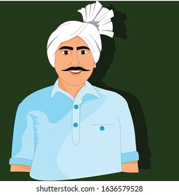 Illustration of an Indian farmer of subcontinent