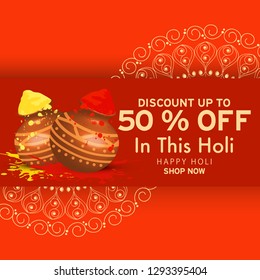 Illustration Of Indian Festival Happy Holi with Colorful Background.