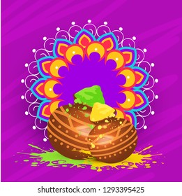 Illustration Of Indian Festival Happy Holi with Colorful Background.