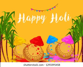 Illustration Of Indian Festival Happy Holi with Colorful Background.
