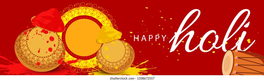 Illustration Of Indian Festival Happy Holi Sale Poster Or Banner Discount Offer Background.