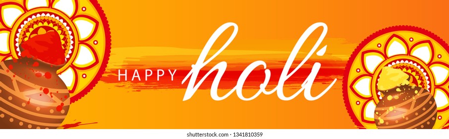 Illustration Of Indian Festival Happy Holi Sale Poster Or Banner Discount Offer Background.