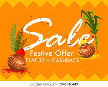 Illustration Of Indian Festival Happy Holi Sale Poster Or Banner Discount Offer Background.