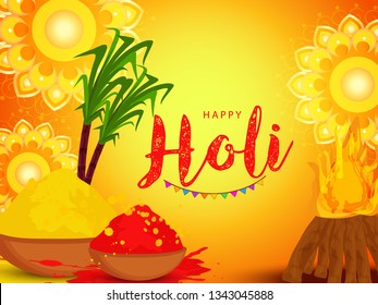 Illustration Of Indian Festival Happy Holi Sale Poster Or Banner Discount Offer Background.