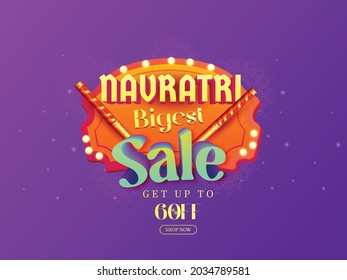 illustration of Indian Festival Happy Navratri Celebration with Big Navratri Sale offer 60% off, 40% off