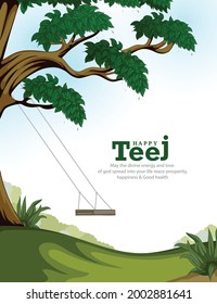 
illustration of Indian festival Hartalika teej, monsoon festivals, Haryali (Green) Teej, Kajari, Kajli Teej and Hartalika Teej.