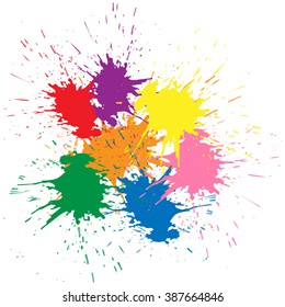 Illustration of Indian festival Holi celebrations with beautiful colors splash background.