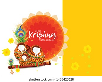 Illustration of Indian Festival Janmashtami Celebration Background.
