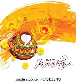 Illustration of Indian Festival Janmashtami Celebration Background.
