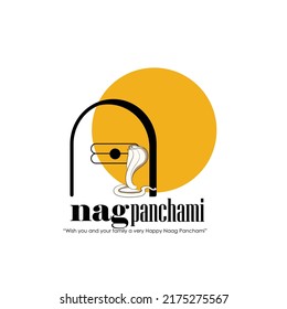 illustration for Indian festival nag Panchami with hindi Calligraphy of (nag panchami) snakes festival, kite