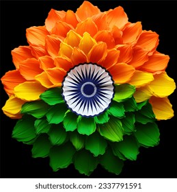 Illustration of Indian FLag, Indian Flag Colors are used to make a design of color. The design is captivating and eye-catching