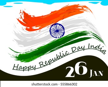 Illustration of Indian flag with English massage happy republic day india 26 January
