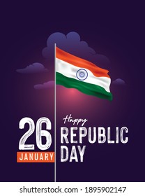 illustration of Indian flag for Happy Republic Day of India celebration on 26 January