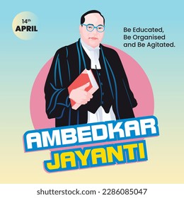 Illustration of indian freedom fighter Bhimrao Ambedkar. Dr. B. R. Ambedkar Jayanti celebration.