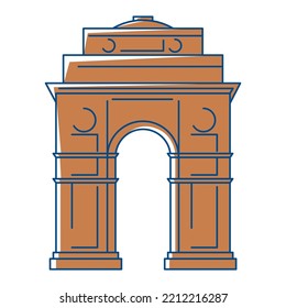 Illustration of Indian Gate. India national symbol.