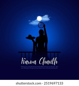 illustration of Indian Hindu Festival happy Karva Chauth background creative design.