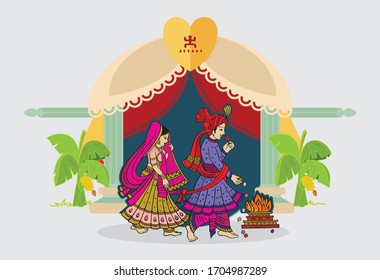 Illustration of Indian Hindu Wedding