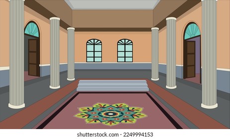 Illustration of indian house courtyard vector art