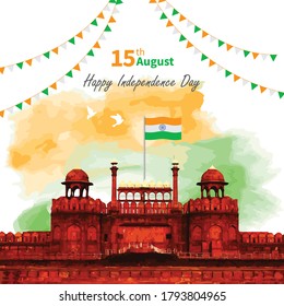 Illustration Indian Independence Day celebrations 15th August Freedom of indian