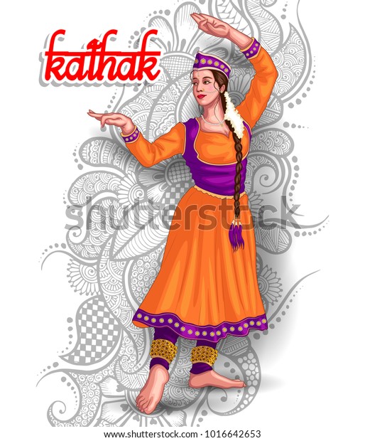 Illustration Indian Kathak Dance Form Stock Vector (Royalty Free ...