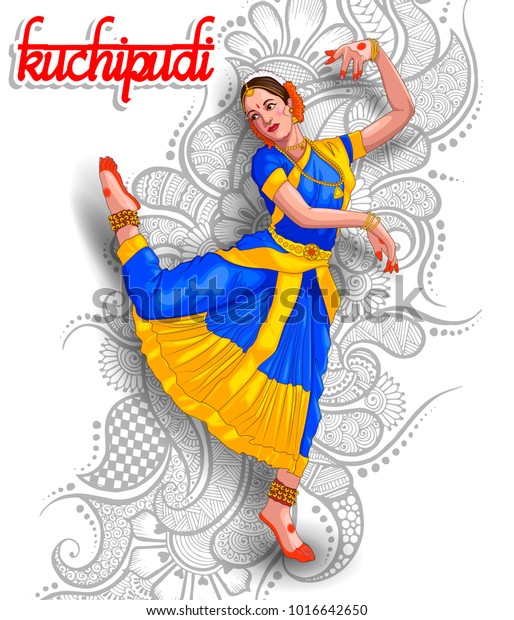 Illustration Indian Kuchipudi Dance Form Stock Vector (Royalty Free ...