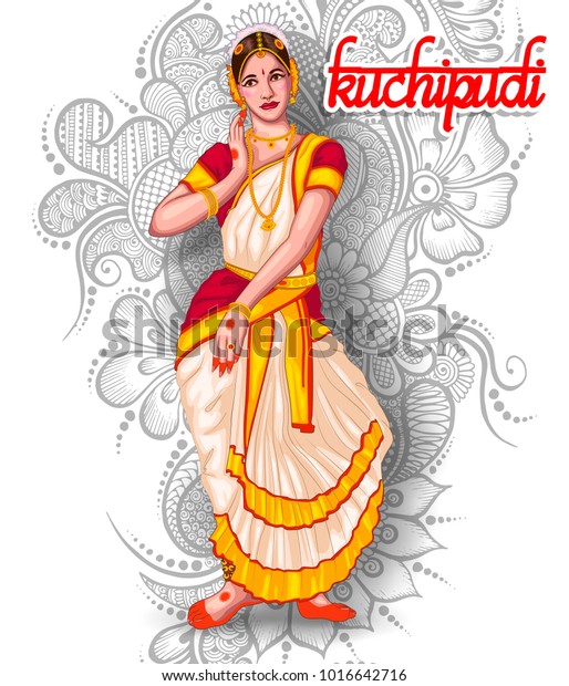 Illustration Indian Kuchipudi Dance Form Stock Vector (Royalty Free ...