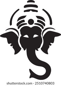 An illustration of Indian Lord Ganesh, An icon for creating logo, Vector drawing of Hindu religion God