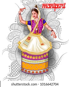 illustration of Indian Manipuri dance form