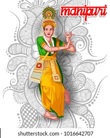 illustration of Indian Manipuri dance form